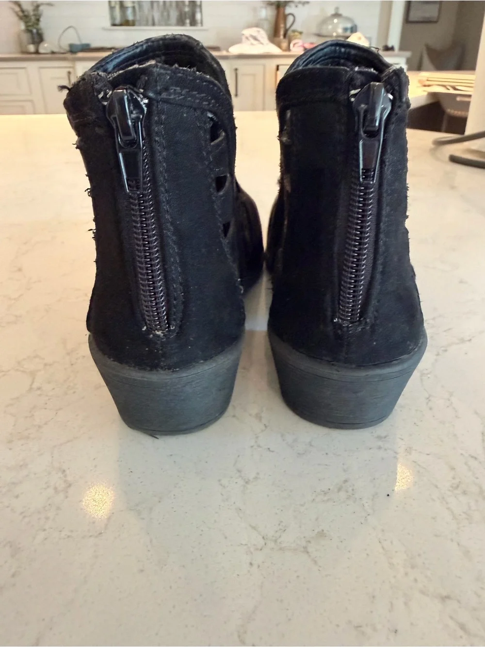 Women’s Black Suede Ankle Boots - Classic Chelsea Style size 7